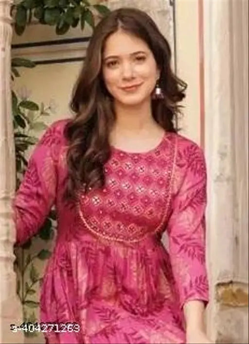 Vibrant Floral Rayon A-line Kurta for Women & Girls - Soft, Breathable, Formal Occasion Ready