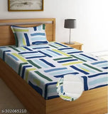 Multicolor modern pattern microfiber elastic fitted Glace cotton bedsheet for single bed (36x78 inches), perfect for adult use during summer. Ideal for no-tuck convenience and easy care with Indian origin