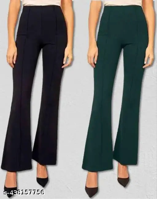 Cotton blend, solid net, NEW STYLE KRARA pack of 2 - women's wide leg lounge pants