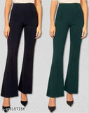 Cotton blend, solid net, NEW STYLE KRARA pack of 2 - women's wide leg lounge pants