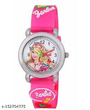 Pink Barbie themed wristwatch with glow-in-dark face