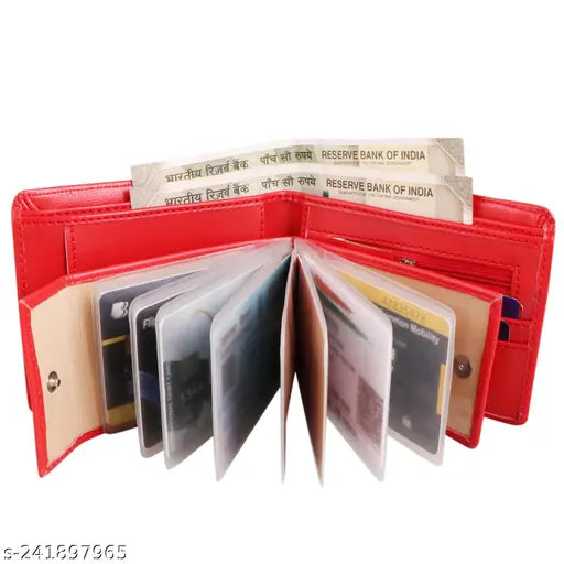 Red PU Zipper Album, two-compartment men's formal/casual wallet by ZNW ENT, India