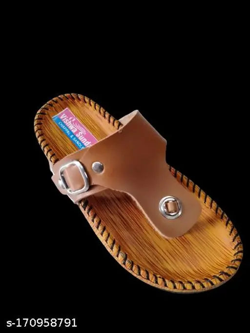 Striped PVC and leather boys flip flops by TK Creation, traditional design for kids aged 18 months to 10 years, made in India