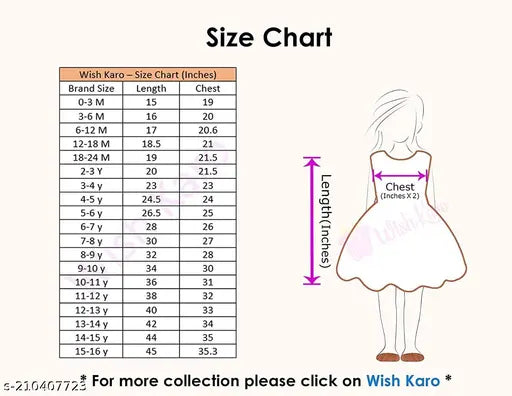 Silver Kraft baby girl winter dress, size chart in frame