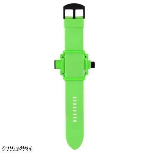 Green and black digital watch with a projector