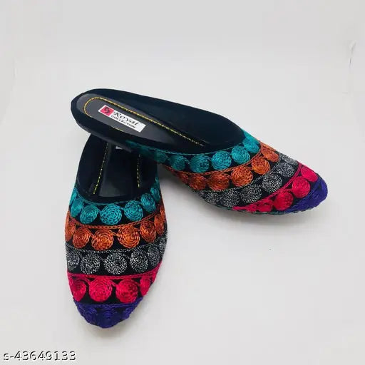 Synthetic leather embellished Ravishing Women Bellies Ballerinas in sizes IND-4 to IND-9, handcrafted Indian ballet flats