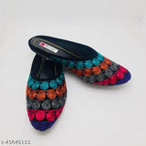 Synthetic leather embellished Ravishing Women Bellies Ballerinas in sizes IND-4 to IND-9, handcrafted Indian ballet flats