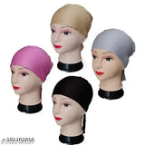 Pink, black, grey hijab caps with adjustable straps
