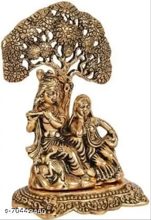 Metal statue of Radha Krishna under a kadam tree, religious decor showpiece article gift religious idol home office temple puja