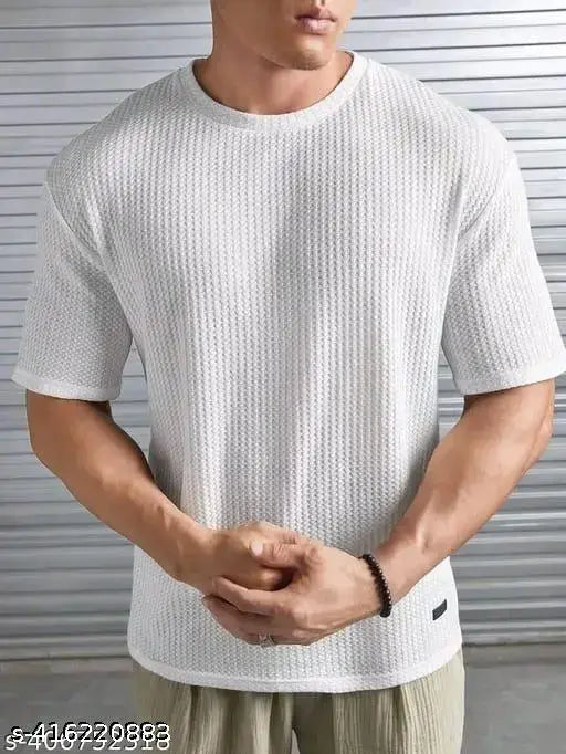 Oversize men's trendy cotton blend t-shirt, popcorn fabric, printed design. Comfortable fit for XL chest sizes 42 inches