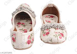 Handmade floral print kids' Jutti, textile sole, TPR, colorblocked slip-on, comfortable Clorigs style, Indian origin