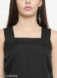 Black solid crepe culotte jumpsuit by Magnetic Designs, sleeveless and XL size for women, India origin