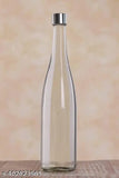 Clear pack of 3 Hari Enterprise glass beverage bottles, narrow mouth, leak-proof lids for water, soda, vinegar, beer - Made in India, BPA free, reusable