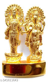 Metal Laxmi Ganesha Pujan Set, auspicious Indian art statues for car dashboard, home decor, office showpiece. Handmade metal idols (2cm x 10cm x 7cm). Ideal for temple puja, gifting. Country of origin: India