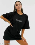 Black and white printed oversize t-shirt with short sleeves for women combo pack of 2, crew neck