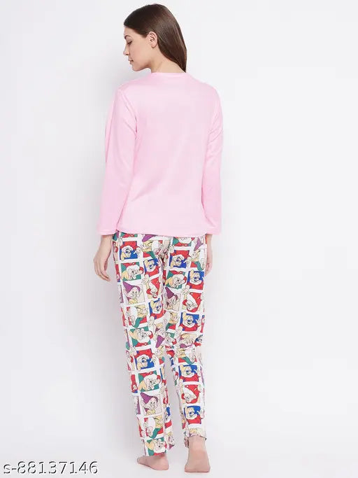 Viscose Rayon full sleeve nightsuit with printed patterns, perfect for lounging or casual wear in XS, S, M, L, XL, XXL