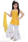 Trendy Georgette embellished net baby kurti plazo set, 2-3 years or 3-4 years, Indian origin