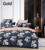 Floral cotton duvet cover set: navy blue, white flowers, 1 comforter, 2 pillow covers, double sheets.