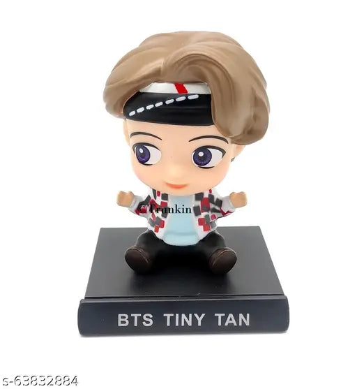 BTS V Bobblehead, ABS automobile showpiece for car dashboard, 7.5cm x 12cm x 7.5cm, adorable action figure with detachable base and mobile holder
