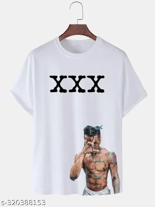 Printed net polyester short sleeve t-shirt 'XXX Tentacion' design, casual wear for men