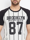 White cotton blend men's t-shirt from The Million Club, featuring printed design on half sleeves