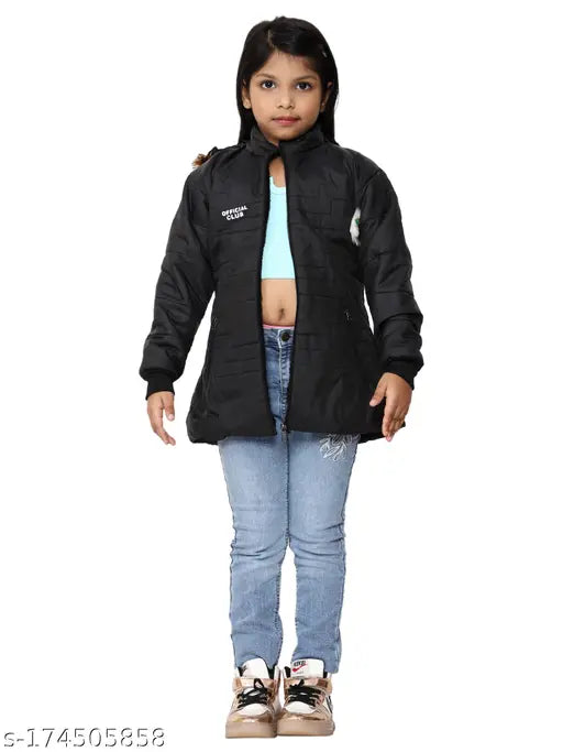 Princess Comfort girls coat, blue and white jacket with zip closure