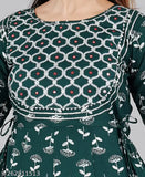 Mirror work rayon anarkali kurti, printed combo three-quarter sleeves for women, India origin