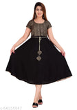 Viscose Rayon YANKA Kurtis, short sleeves, zari embroidered Anarkali with solid bottom, hand sequin work, India-origin