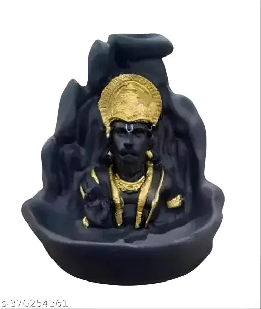 Resin Lord Hanuman JI smoke backflow fountain with 101 free cones, Indian-made incense holder decor showpiece