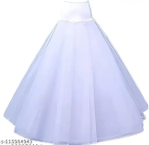 White tulle hoop skirt, sheer material, sleeveless design