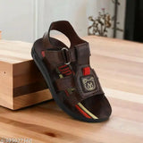 Brown and red kids fashion flip flops