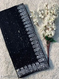 Geogatte sequin fabric saree, black color