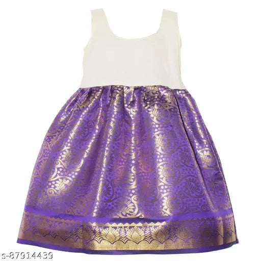 Cotton-silk Nila Pattu Leghanga Choli with waist belt for kids (16-30 in), traditional Indian festival wear