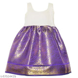 Cotton-silk Nila Pattu Leghanga Choli with waist belt for kids (16-30 in), traditional Indian festival wear