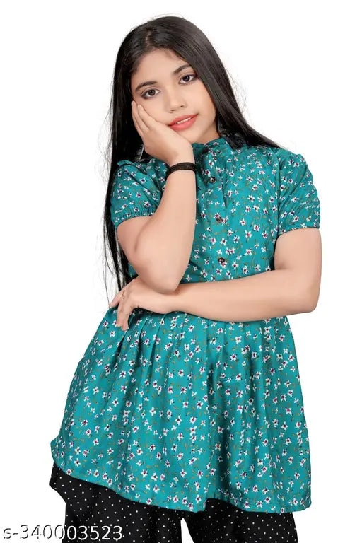 Girls Festive Printed Anarkali Kurta and Pyjama Set, 6-12 years, crepe fabric, Indian ethnic wear