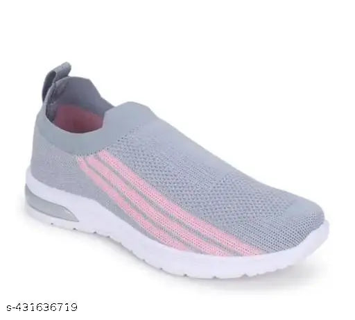 Grey and pink women's casual sneakers