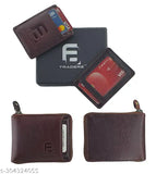 Brown leather bifold wallet, high-quality top grain leather, 5 compartments, premium design, RFID protected, Made in India