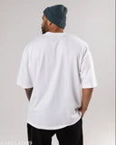 White polycotton superheroes t-shirt for men, printed design on chest. M size (chest 40 in, length 27 in). Indian-made