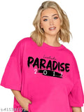 Pink oversized round neck t-shirt for women plus size