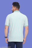 Men's striped lycra polo neck regular fit t-shirt, cotton blend - Indian-crafted for contemporary men's style and comfort