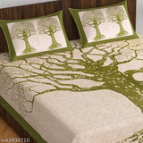 BedZone 100 % Cotton Comfort Rajasthani Jaipuri Tradition King Size Double Bed Bedsheet with 2 Pillow Covers, Multicolour