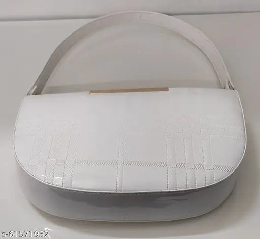 White leather slingbag with a short shoulder strap, box pattern