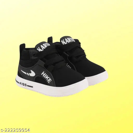 Black high top sneakers with white sole, Nike logo on side