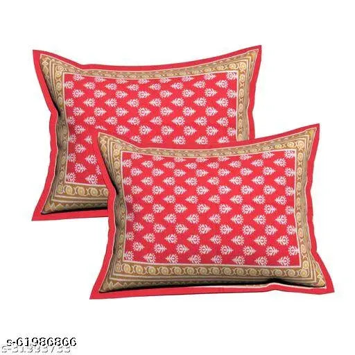 Jaipuri 150 TC Single Bed Cotton bedsheet Traditional Floral and 1 Pillow Cover, Plain Premium, Superior Elegant 63 X 90 inches(FDH72E Multicolor)