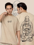 Classy Naruto printed oversized cotton T-shirt for men, loose fit, three-quarter sleeves, high quality material, Naruto anime print