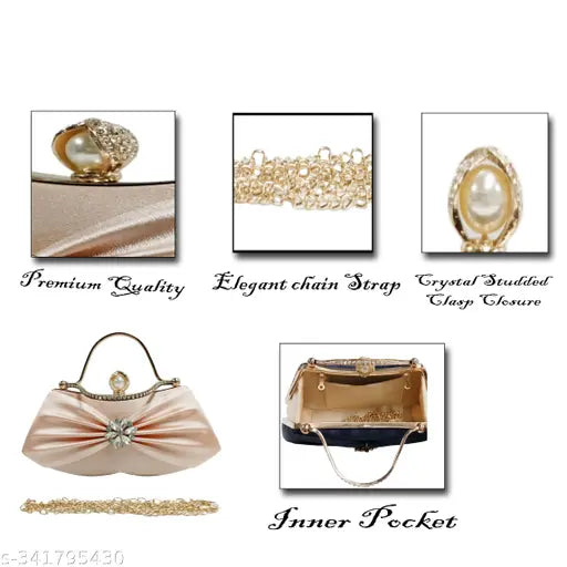 White clutch with pearl embellishments, designed for formal events such as weddings and bridal parties