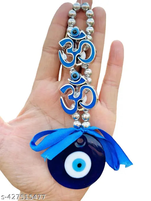 Turkish Evil Eye hanging for home or office, made from glass beads. Symbolizes good luck, strength, and protection against negative energy. Ideal for all purposes. Handcrafted, unique design with a slight hue variation