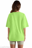 Green cotton blend oversized womens half sleeve T-shirt