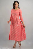 Rayon, embroidered Anarkali kurti in printed combo, S-5XL, Indian fashion