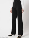 Women's black flared trousers, trendy style, comfortable material